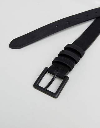 ASOS Smart Faux Suede Slim Belt In Black With Triple Keeper