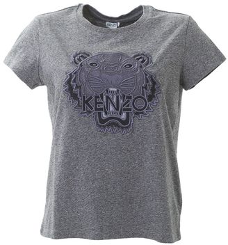 Kenzo Embroidered Logo Grey Cotton T-shirt