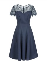 Thumbnail for your product : Evans **Chi Chi London Navy Blue Lace Skater Dress