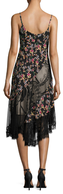 ABS by Allen Schwartz Pleated Floral Print And Lace Slip Dress