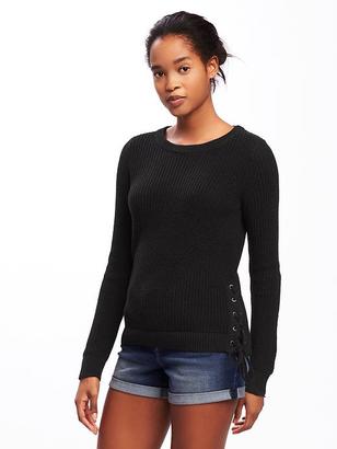 Old Navy Relaxed Textured Lace-Up Sweater for Women