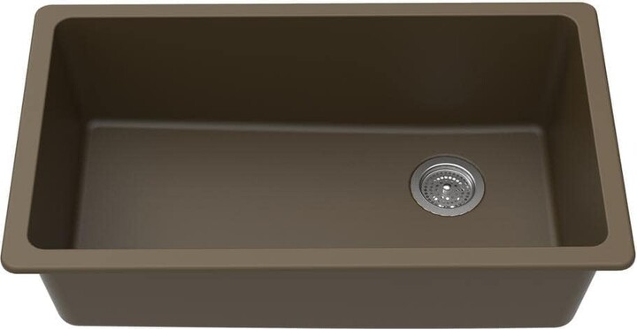 Winpro Undermount Granite Composite 0 Faucet Hole 33 in. L x 18-3/4 in. L x 9-1/2 in. Single Bowl Kitchen Sink in Mocha