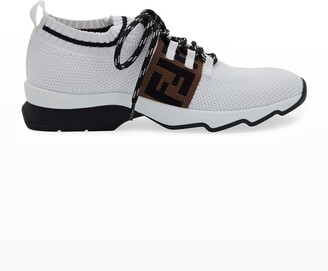 Fendi FF Knit Sock Lace-Up Trainer Sneakers
