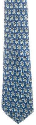 Hermes Leaf Print Silk Tie