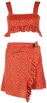 Thumbnail for your product : boohoo Frill Detail Mini Spot Button Detail Skirt Co-Ord