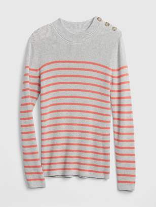 Gap Stripe Button-Shoulder Pullover Sweater