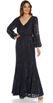 Adrianna Papell Women's Metallic Chiffon Covered Gown