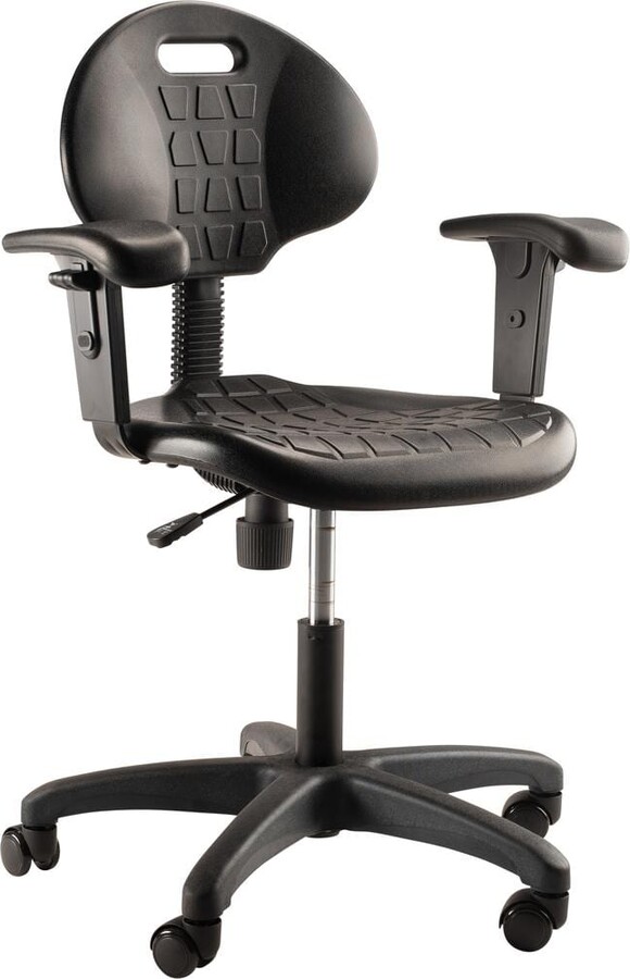National Public Seating 16 in. - 21 in. H Polyurethane Black Task Chair with Arms
