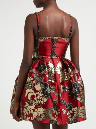 Dolce & Gabbana Floral And Leopard-brocade Mini Dress - Multi