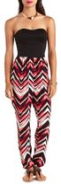 Thumbnail for your product : Charlotte Russe Strapless Chevron Printed Jumpsuit