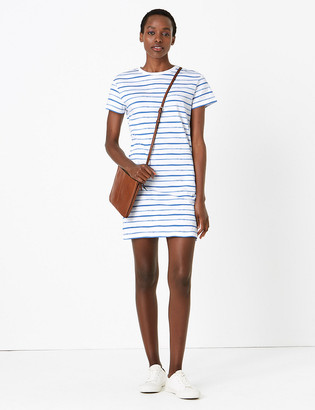 Marks and Spencer Pure Cotton Striped Mini T-Shirt Dress