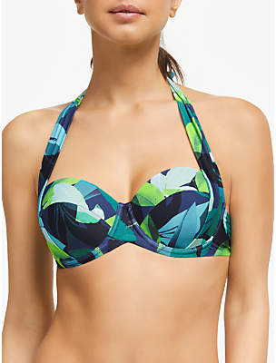 John Lewis & Partners Bali Leaf Sling Halter Bikini Top, Green