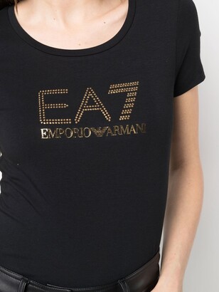 EA7 Emporio Armani embellished foil logo-print T-shirt
