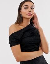 Thumbnail for your product : ASOS DESIGN Pleated Shoulder Lace Midi Dress