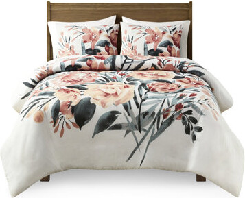 Wovilo Modern Style King/ King Cotton Duvet Cover With Vibrant Floral Print Contemporary