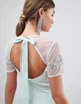 Thumbnail for your product : ASOS Design DESIGN premium embellished tulle open back mini dress