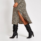 Thumbnail for your product : River Island Plus beige leopard print A line midi dress