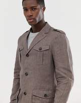 Thumbnail for your product : Celio linen blazer with 4 pockets in khaki