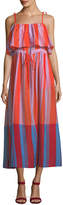 Diane von Furstenberg Sleeveless Striped Pleated Maxi Dress