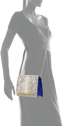 Brian Atwood Sadie Snake-Embossed Leather Crossbody Bag, Taupe