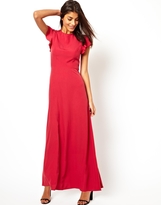 Thumbnail for your product : ASOS COLLECTION Frill Sleeve Open Back Maxi Dress