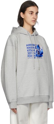 MAISON KITSUNÉ Grey ADER error Edition Meditation Fox Hoodie  