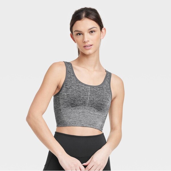 Women's Medium Support Seamless Cami Sports Bra - All In Motion Black S  Small 