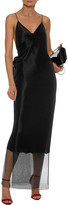 Thumbnail for your product : Roland Mouret Captiva Open-back Lace-paneled Plisse-jersey Maxi Slip Dress