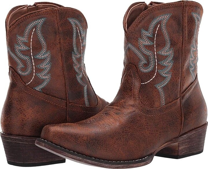 Roper Shay (Cognac Faux Leather) Cowboy Boots - ShopStyle