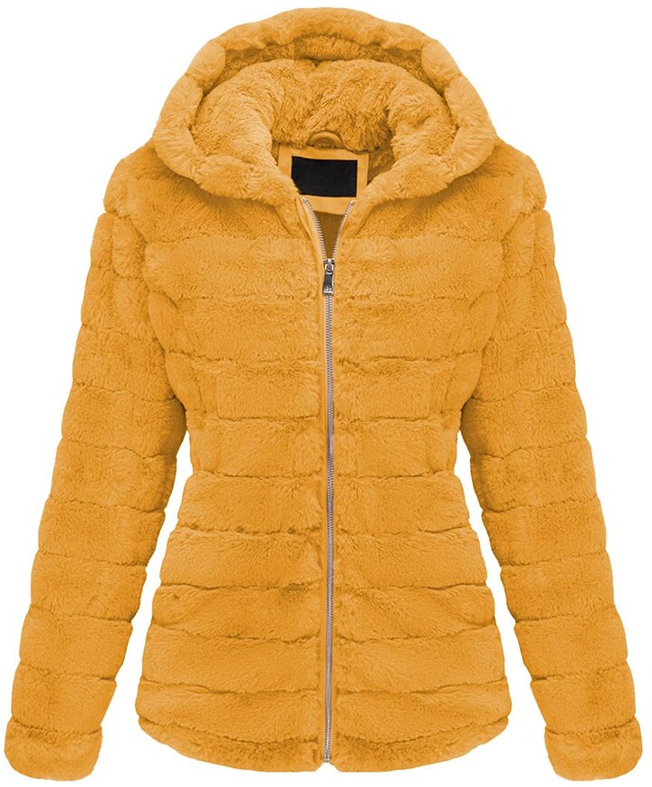 Women Fleece Fuzzy Jacket Winter Casual Faux Fur Coat Zip Up Shearling Shaggy Outwear Top with Pockets 