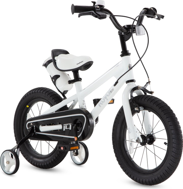 Royal Baby Royalbaby Boys Girls Kids Bike 16 In BMX Freestyle White 2 Hand Brakes Bicycles with Training Wheels Child Bicycle