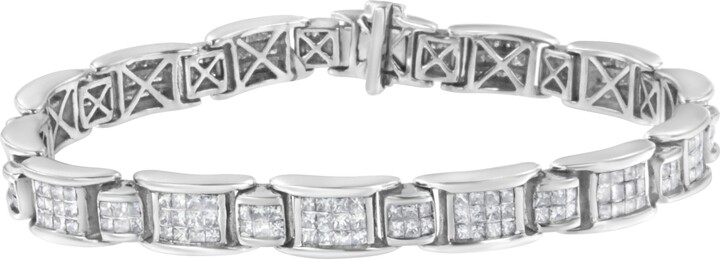 Haus of Brilliance 14K White Gold 5Cttw Diamond Alternating Station Tennis Bracelet
