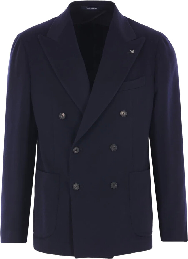Tagliatore Peak-Lapel Double-Breasted Blazer