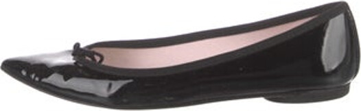 Repetto Patent Leather Ballet Flats Black Pointed-Toes with Bow Accents | Repetto Patent Leather Bow Accents Ballet Flats in Black, Women's FR 39.5 | 8.5