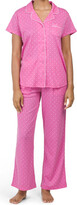 Thumbnail for your product : TJMAXX Notch Collar Short Sleeve Printed Cotton Pajama Set For Women