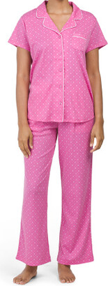 TJMAXX Notch Collar Short Sleeve Printed Cotton Pajama Set For Women