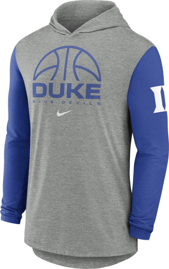 Nike Duke Basketball Men's Dri-FIT College Long-Sleeve Hooded T-Shirt in Grey | 01NB018NDU-8SY