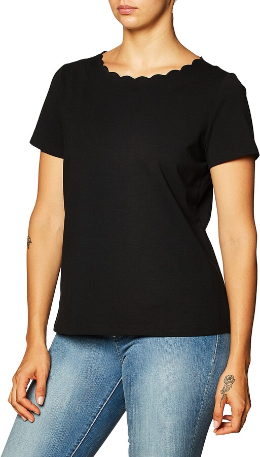 Anne Klein Short Sleeve Black Mock Neck Mock Neck Anne Klein Short