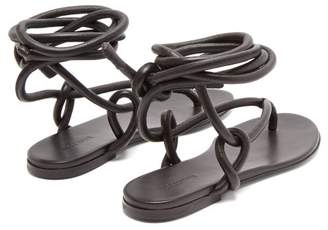 Jil Sander Wraparound Ankle Strap Leather Sandals - Womens - Black
