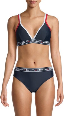 Tommy Hilfiger Double-Strap Triangle Logo Bikini Top - ShopStyle Two Piece  Swimsuits
