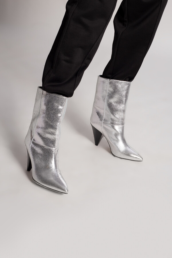 geweer Grace Rusteloosheid Isabel Marant 'Locky' Heeled Ankle Boots Women's Silver - ShopStyle