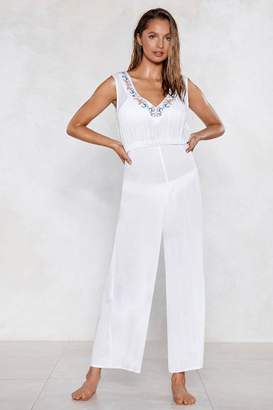 Nasty GalNasty Gal Womens Life'S A Beach Embroidered Cover-Up Jumpsuit - White - 6, White