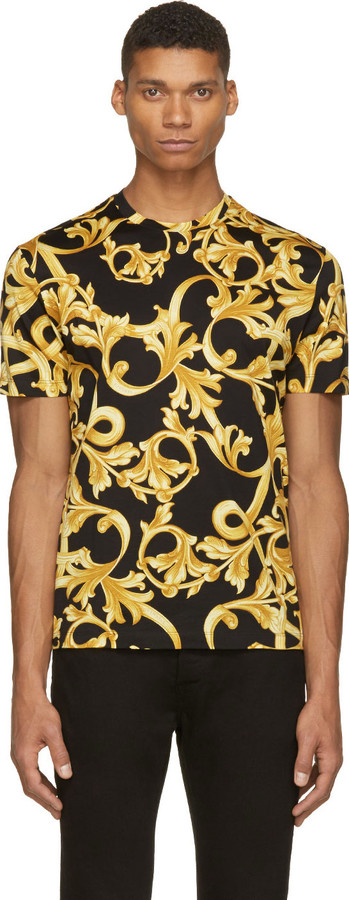 Versace Black & Gold Baroque T-Shirt - ShopStyle Clothes and Shoes