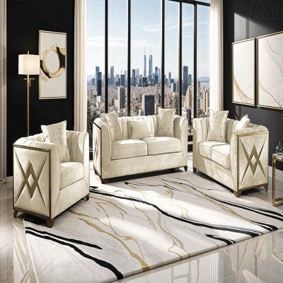 Mercer41 Modern - Inspired Style Accent Chair - Made With Wood In Cream Ideal For Relaxing Bedrooms