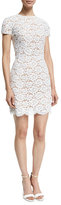 Thumbnail for your product : Michael Kors Short-Sleeve Gardenia-Lace Mini Dress, Optic White