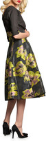 Thumbnail for your product : Eva Franco Angela 3/4-Sleeve Dress with Floral Organza Skirt
