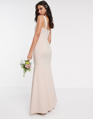 ASOS DESIGN Bridesmaid button back maxi dress with pleated bodice detail