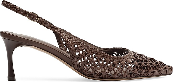 Alexandre Birman Women's Jane Tresse 60MM Woven Leather Slingback Pumps - Rich Brown - Size 5.5