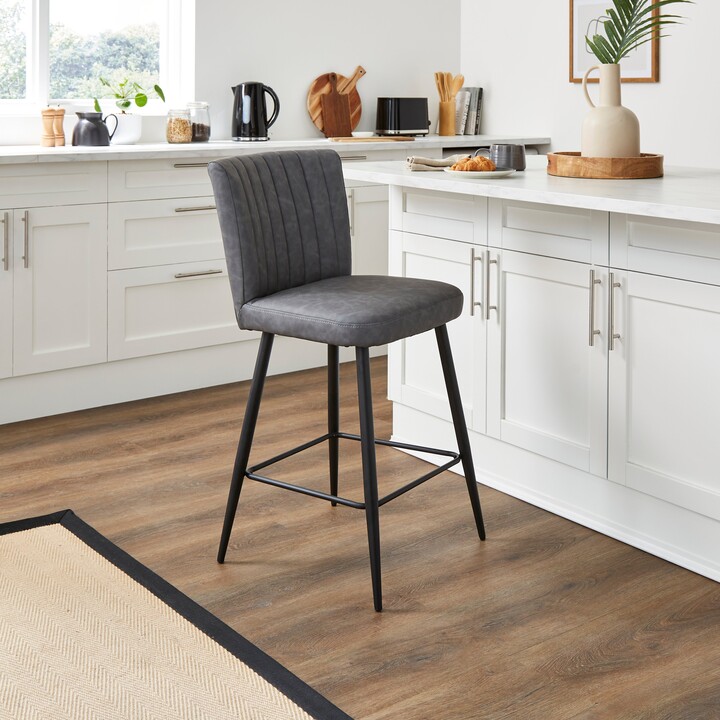 Dunelm Taylor Counter Height Bar Stool, Grey Faux Leather Grey ShopStyle