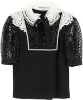 Thumbnail for your product : Self-Portrait MINI DRESS WITH LACE AND CRYSTALS 10 Black, White